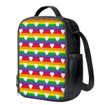 White Heart On LGBT Pride Striped Print Crossbody Lunch Bag