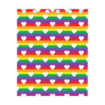White Heart On LGBT Pride Striped Print Curtain