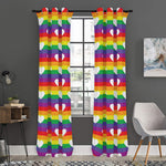 White Heart On LGBT Pride Striped Print Curtain