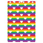 White Heart On LGBT Pride Striped Print Curtain