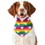 White Heart On LGBT Pride Striped Print Dog Bandana