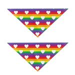 White Heart On LGBT Pride Striped Print Dog Bandana