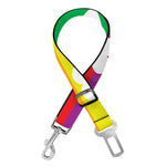 White Heart On LGBT Pride Striped Print Dog Seat Belt