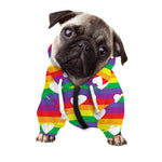 White Heart On LGBT Pride Striped Print Dog Zip Up Hoodie