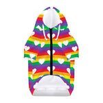White Heart On LGBT Pride Striped Print Dog Zip Up Hoodie