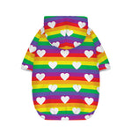 White Heart On LGBT Pride Striped Print Dog Zip Up Hoodie