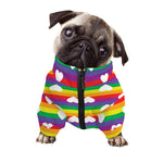 White Heart On LGBT Pride Striped Print Dog Zip Up Jacket