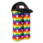 White Heart On LGBT Pride Striped Print Double Neoprene Wine Tote