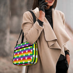 White Heart On LGBT Pride Striped Print Double Strap Bible Bag