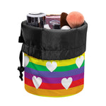 White Heart On LGBT Pride Striped Print Drawstring Makeup Bag