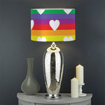 White Heart On LGBT Pride Striped Print Drum Lamp Shade