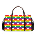 White Heart On LGBT Pride Striped Print Duffel Bag