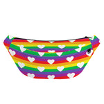 White Heart On LGBT Pride Striped Print Fanny Pack