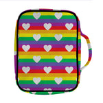 White Heart On LGBT Pride Striped Print Front Pocket Bible Bag