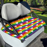 White Heart On LGBT Pride Striped Print Golf Cart Seat Cover