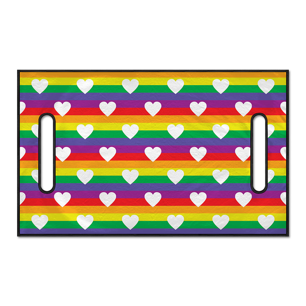 White Heart On LGBT Pride Striped Print Golf Cart Seat Cover