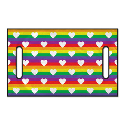 White Heart On LGBT Pride Striped Print Golf Cart Seat Cover