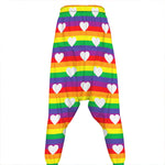 White Heart On LGBT Pride Striped Print Hammer Pants