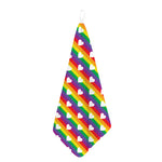 White Heart On LGBT Pride Striped Print Hand Towel