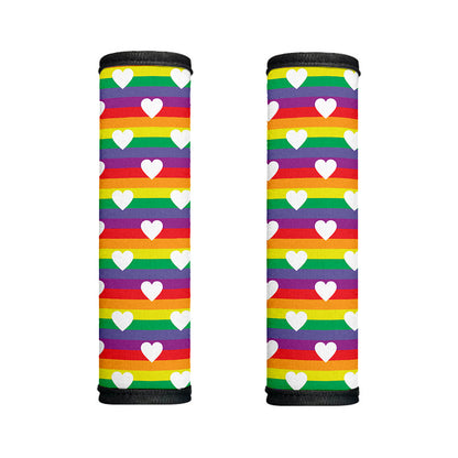 White Heart On LGBT Pride Striped Print Handle Covers