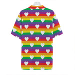 White Heart On LGBT Pride Striped Print Hawaiian Shirt