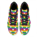 White Heart On LGBT Pride Striped Print High Top Leather Sneakers