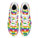 White Heart On LGBT Pride Striped Print High Top Leather Sneakers