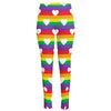 White Heart On LGBT Pride Striped Print High-Waisted Pocket Leggings