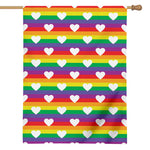 White Heart On LGBT Pride Striped Print House Flag