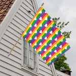 White Heart On LGBT Pride Striped Print House Flag