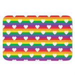 White Heart On LGBT Pride Striped Print Indoor Door Mat