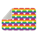 White Heart On LGBT Pride Striped Print Indoor Door Mat