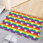 White Heart On LGBT Pride Striped Print Indoor Door Mat
