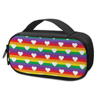 White Heart On LGBT Pride Striped Print Insulin Cooler Travel Case