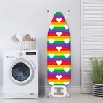White Heart On LGBT Pride Striped Print Ironing Board Cover