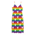 White Heart On LGBT Pride Striped Print Jersey Midi Cami Dress
