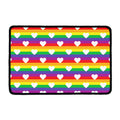 White Heart On LGBT Pride Striped Print Kitchen Mat