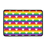 White Heart On LGBT Pride Striped Print Kitchen Mat