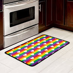 White Heart On LGBT Pride Striped Print Kitchen Mat