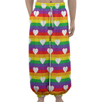 White Heart On LGBT Pride Striped Print Lantern Pants