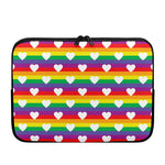 White Heart On LGBT Pride Striped Print Laptop Sleeve