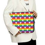 White Heart On LGBT Pride Striped Print Laptop Sleeve