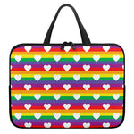White Heart On LGBT Pride Striped Print Laptop Sleeve With Handle