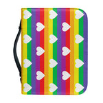White Heart On LGBT Pride Striped Print Leather Bible Cover