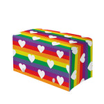 White Heart On LGBT Pride Striped Print Leather Tissue Box Cover