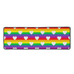 White Heart On LGBT Pride Striped Print Long Kitchen Mat