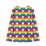White Heart On LGBT Pride Striped Print Long Sleeve Short Coat