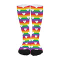 White Heart On LGBT Pride Striped Print Long Socks