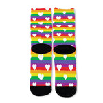 White Heart On LGBT Pride Striped Print Long Socks