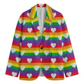 White Heart On LGBT Pride Striped Print Men's Blazer
